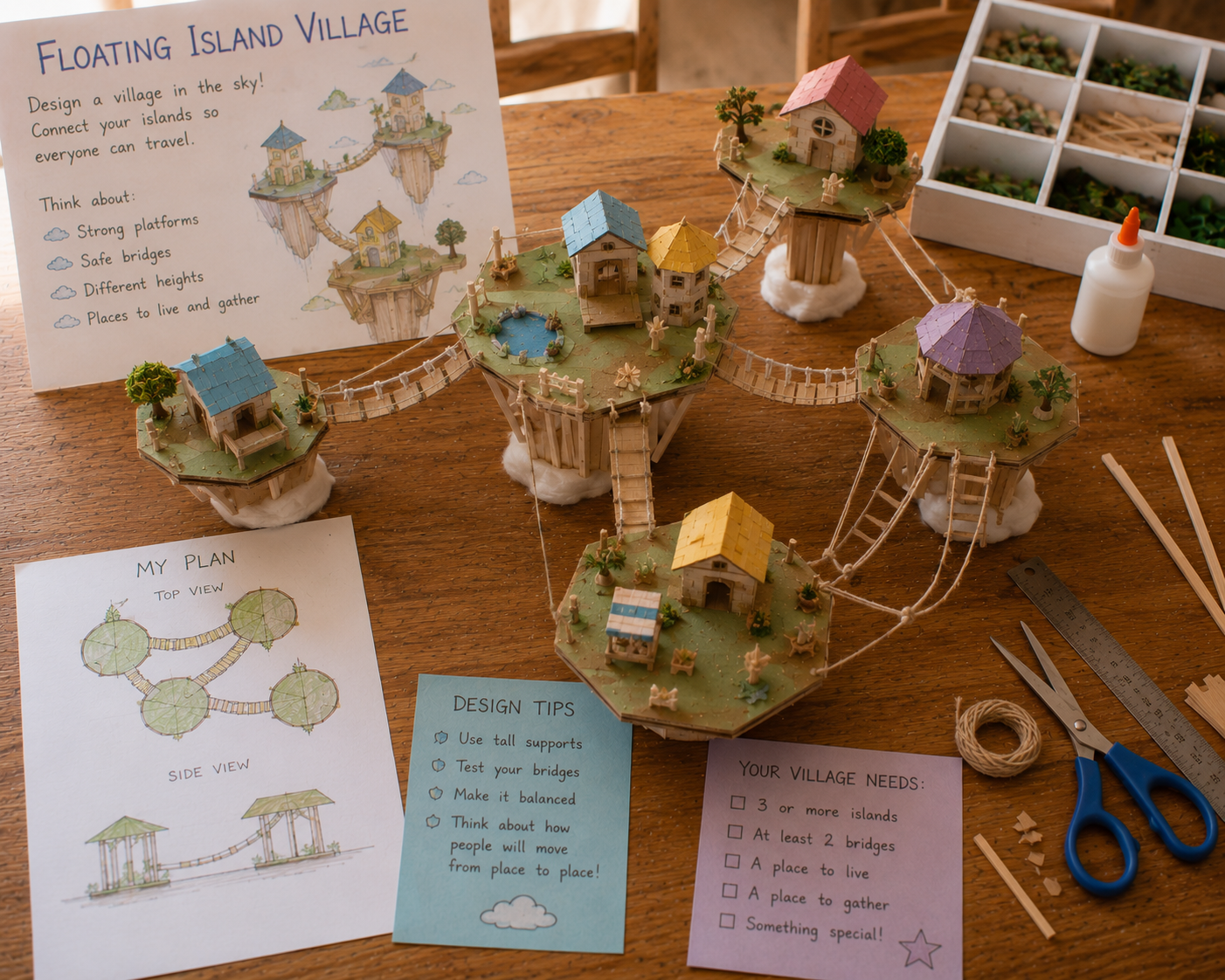 Modèle d'atelier Village sur Île Flottante